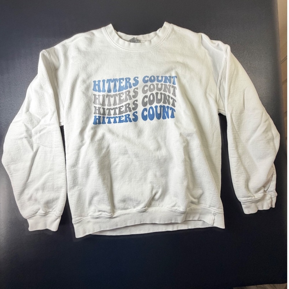 Gildan Softstyle Kids White Hitters Count Graphic Crewneck Sweatshirt Medium K13